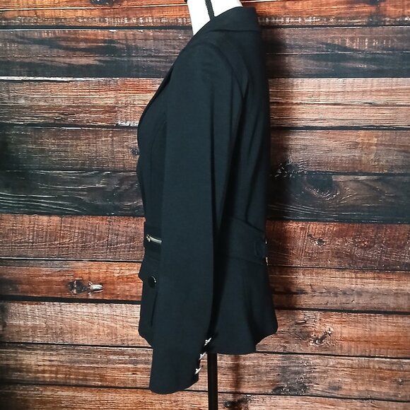 Cache Contour Collection Jacket Blazer Size S Black Embellished Ponte Made in US - Picture 6 of 9